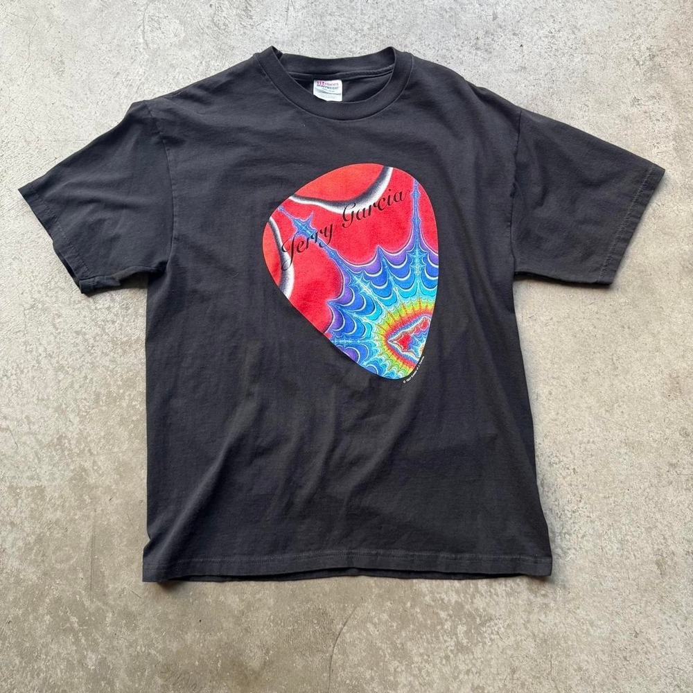 Vintage 1997 Grateful Dead Jerry Garcia Guitar Fractal Colorful Art Band Shirt